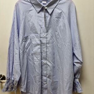 Blue Striped Woman’s Shirt with Pockets